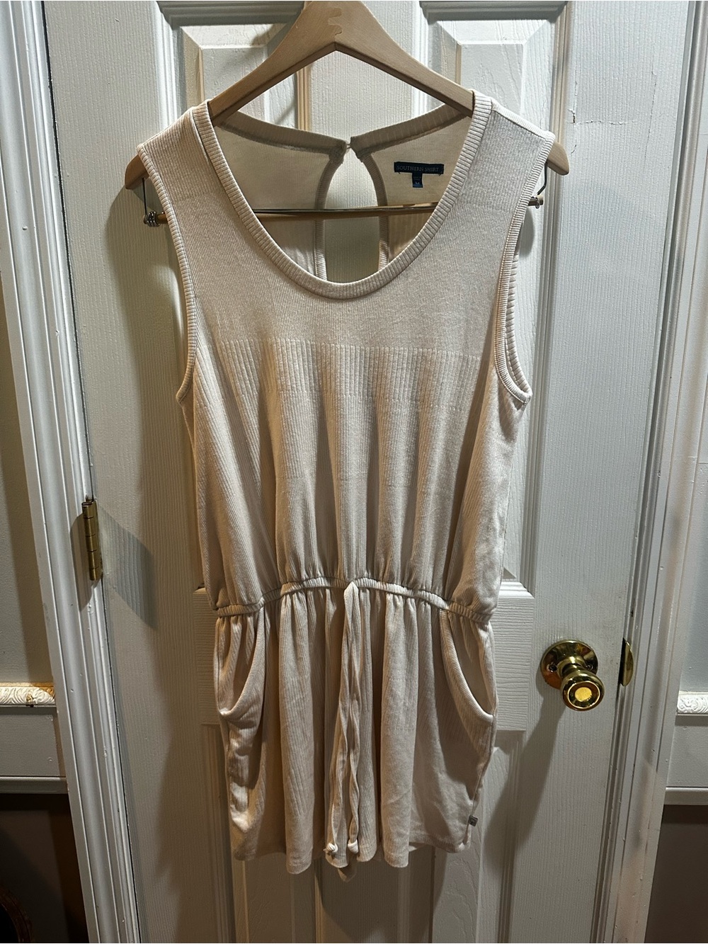 Southern Shirt Cream Lounge Romper Ribbed Stretch Medium